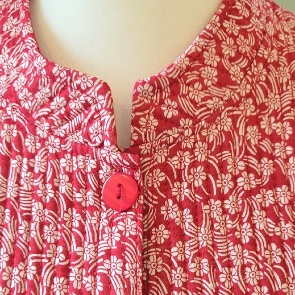 Baxter & Wells Reversible Red Floral/solid Red Quilted Cotton Jacket Women's XL - Picture 4 of 12